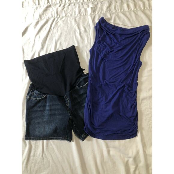 Liz Lange Maternity jean shorts and sleeveless top size extra small XS - Picture 1 of 6